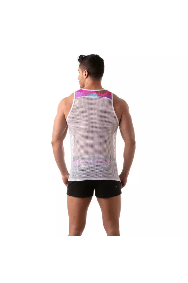 Floral Mesh Tank Top Pink