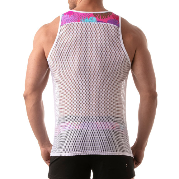 Floral Mesh Tank Top Pink