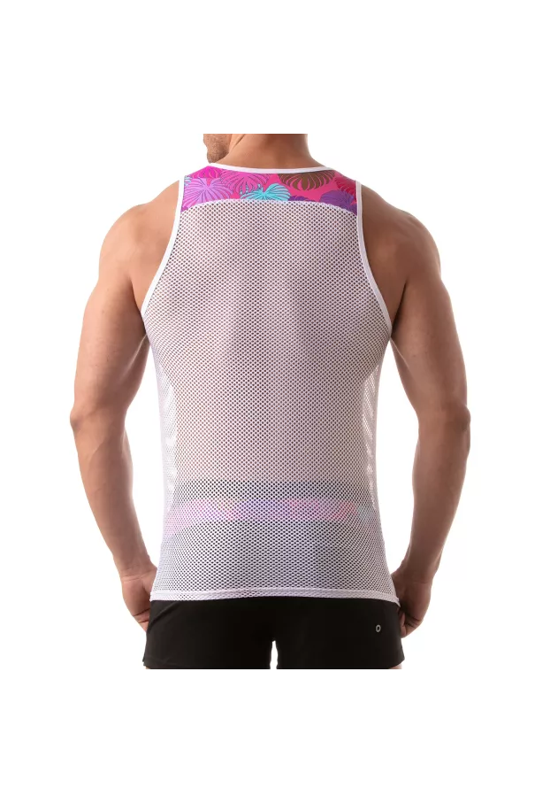 Floral Mesh Tank Top Pink