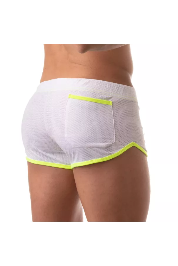 Mesh Short - White - Back - Back Pocket