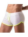 Mesh Short - White - Men - Neon Yellow