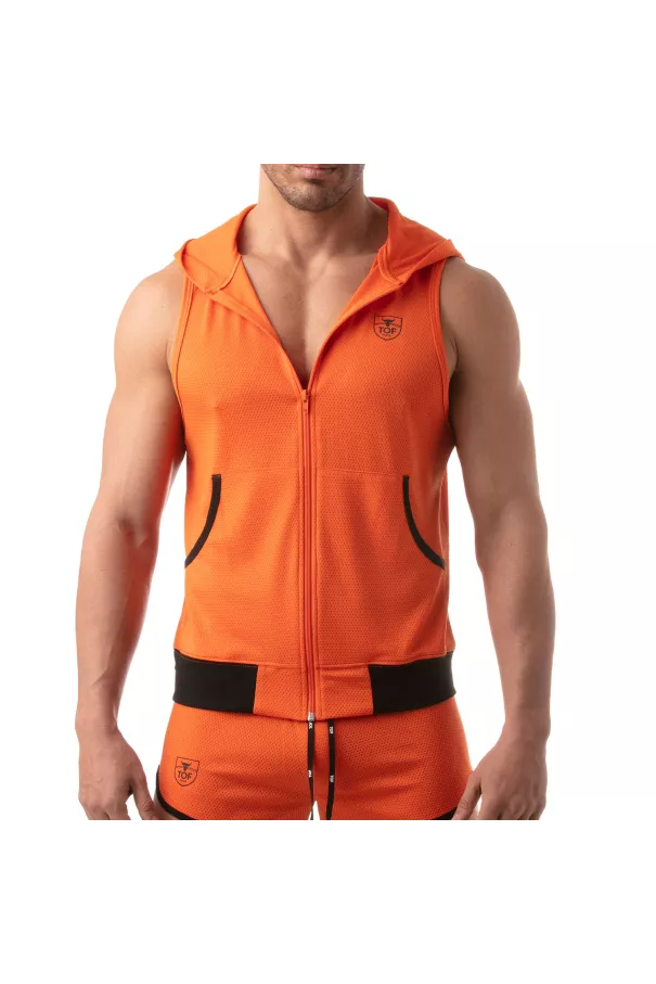 Mesh sleveless hoodie | Olympic | TOF Paris