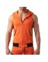 Mesh Sleeveless Hoodie - Orange