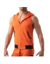Mesh Sleeveless Hoodie - Orange