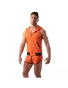 Mesh Sleeveless Hoodie - Orange