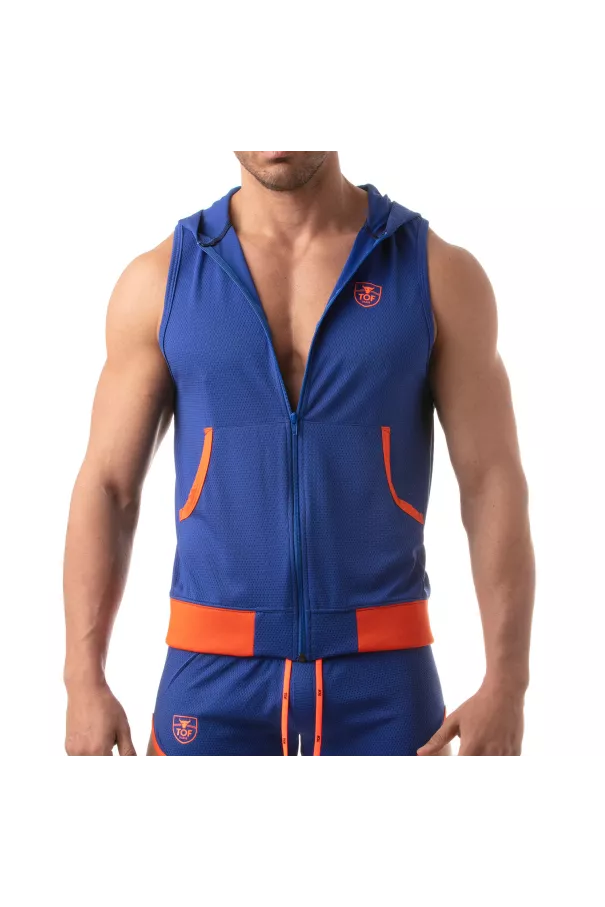 Mesh sleveless hoodie | Olympic | TOF Paris