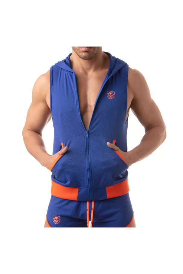 Mesh sleveless hoodie | Olympic | TOF Paris