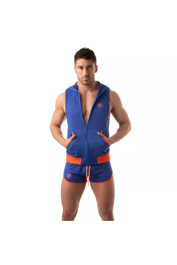 Mesh sleveless hoodie | Olympic | TOF Paris