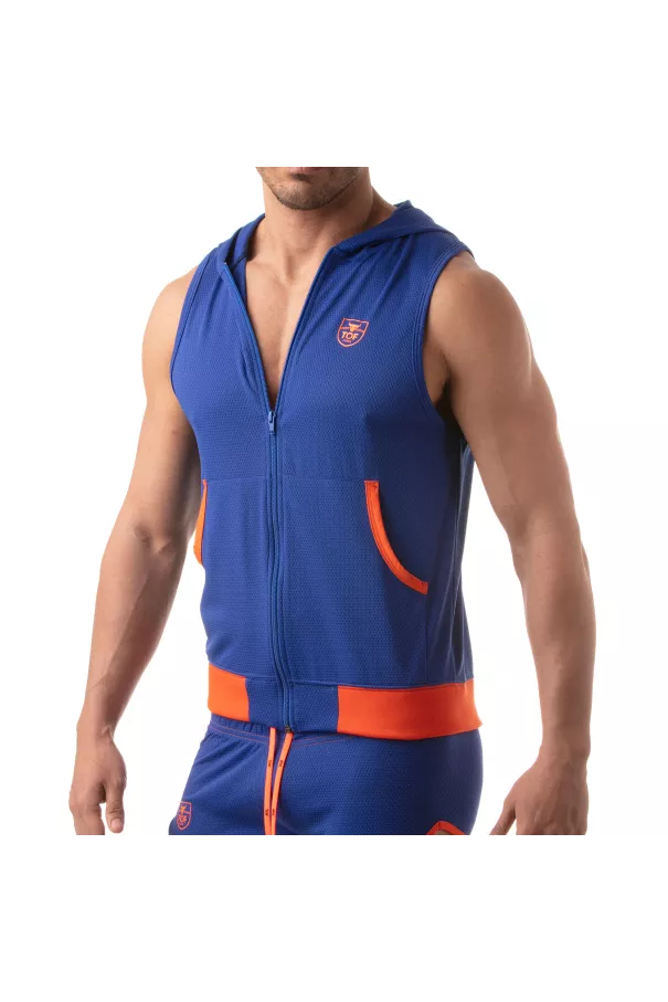 Mesh sleveless hoodie | Olympic | TOF Paris