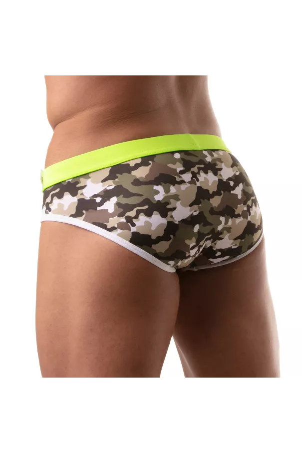 Men's Low-Rise Iconic Swim Brief Khaki - Style & Comfort | TOF Paris