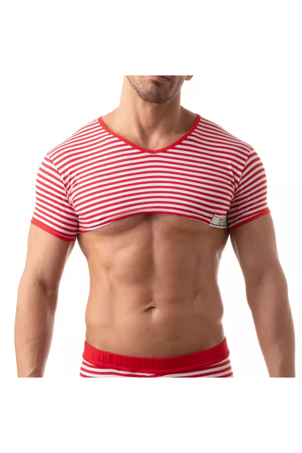 Sailor Crop Top Red - Sexy Nautical Style for Men | TOF Paris