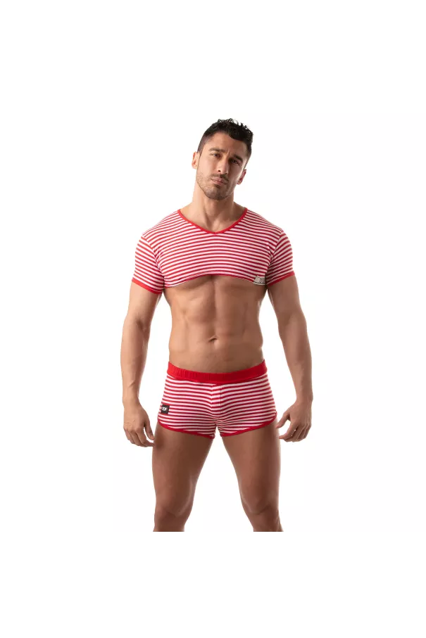 Sailor Crop Top Red - Sexy Nautical Style for Men | TOF Paris
