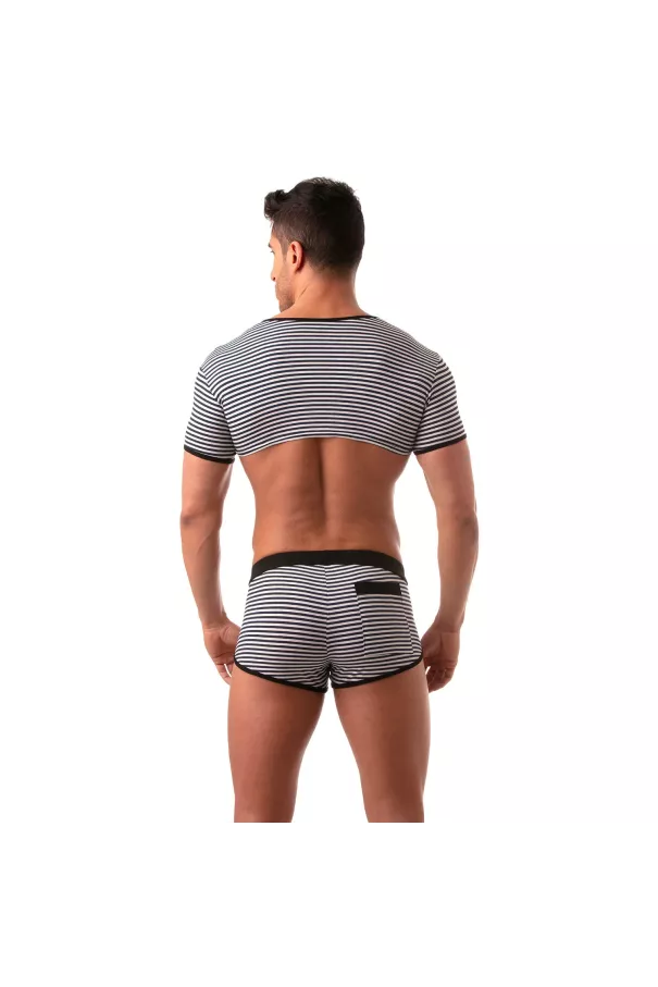 Sailor Crop Top - Black, Sexy Nautical Style for Men | TOF Paris