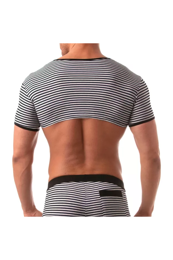 Sailor Crop Top - Black, Sexy Nautical Style for Men | TOF Paris