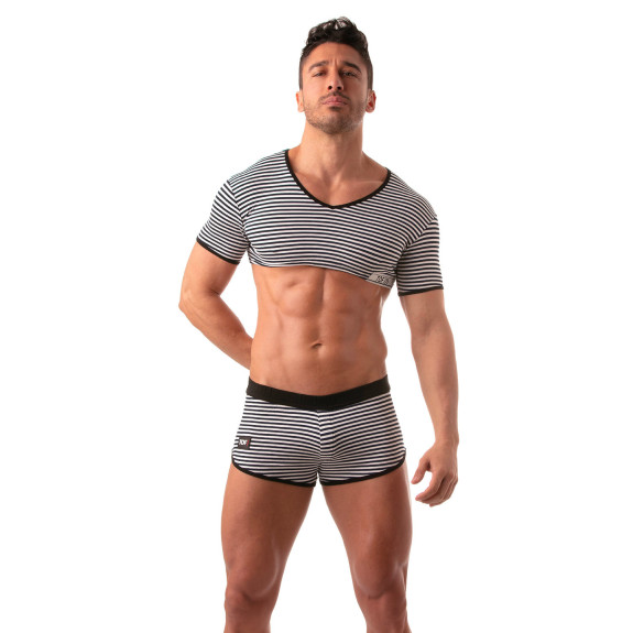 Sailor Crop Top - Black, Sexy Nautical Style for Men | TOF Paris