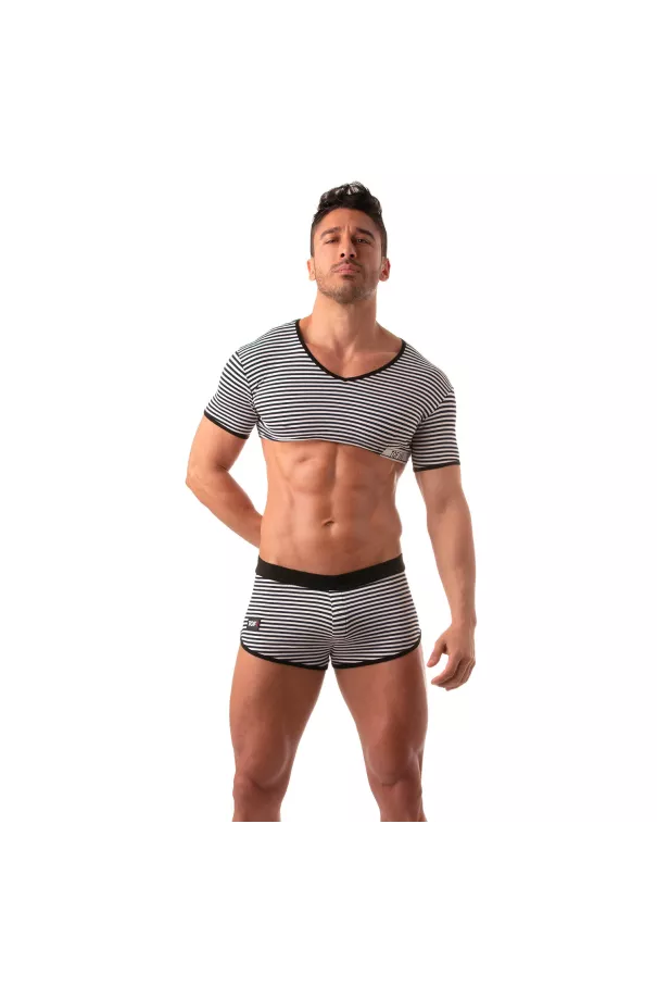 Sailor Crop Top - Black, Sexy Nautical Style for Men | TOF Paris