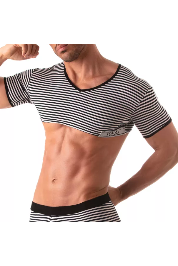 Sailor Crop Top - Black, Sexy Nautical Style for Men | TOF Paris