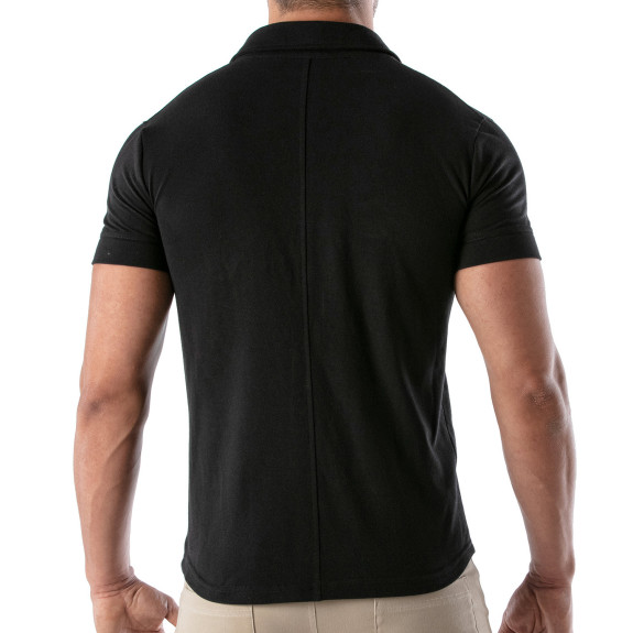 Piqué cotton shirt - Black