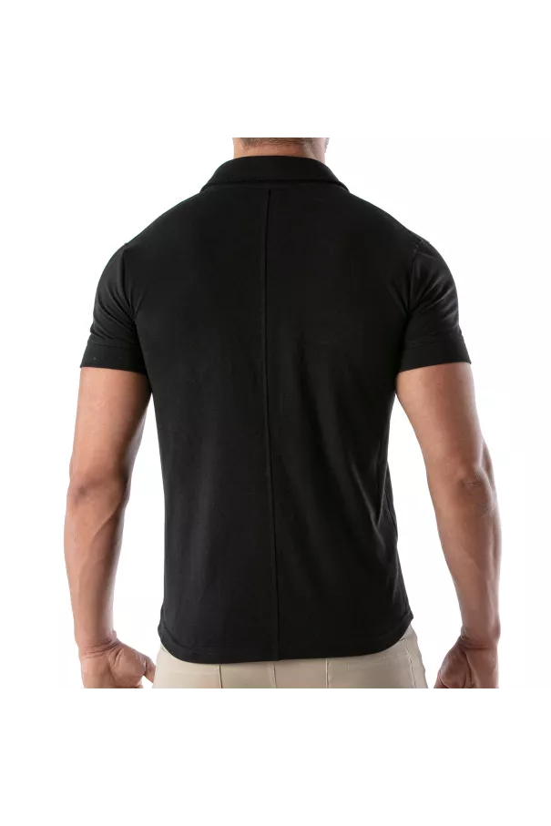 Piqué cotton shirt - Black