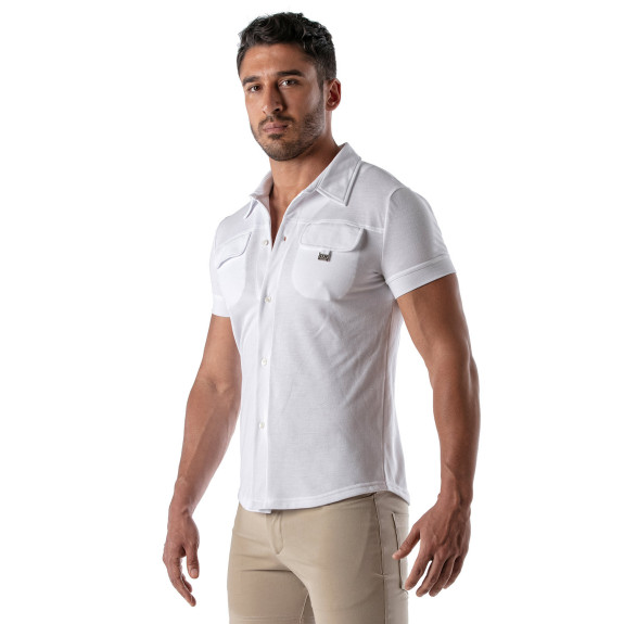 Piqué cotton shirt - White