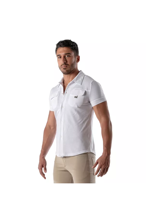 Piqué cotton shirt - White