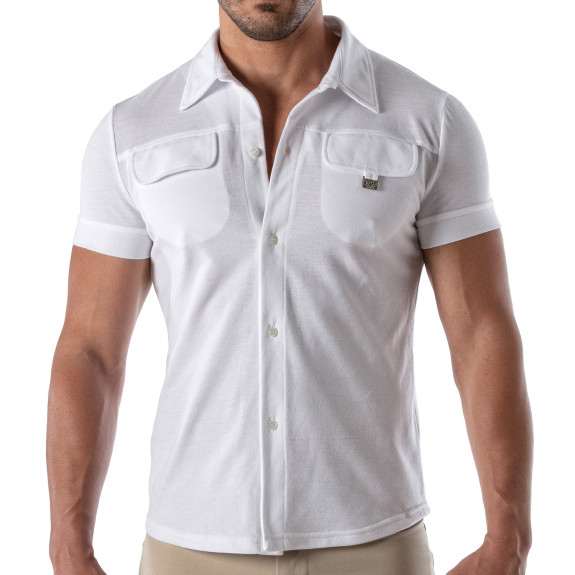 Piqué cotton shirt - White