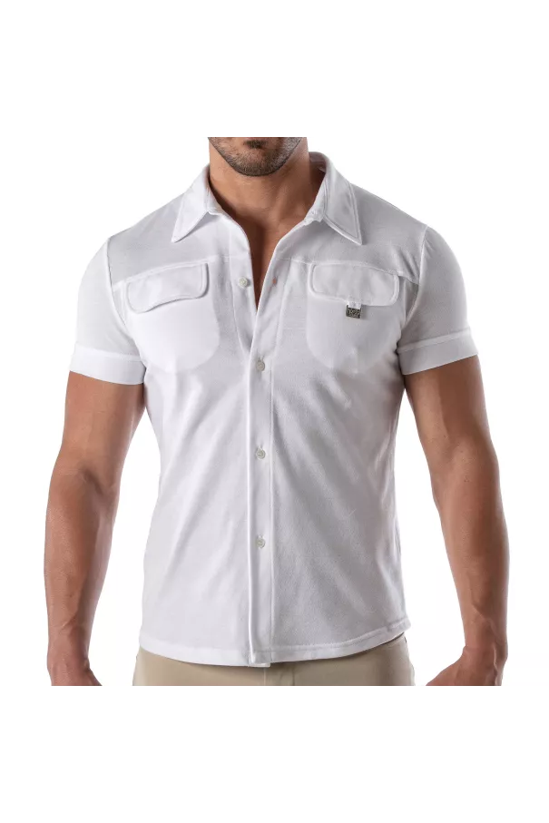 Piqué cotton shirt - White