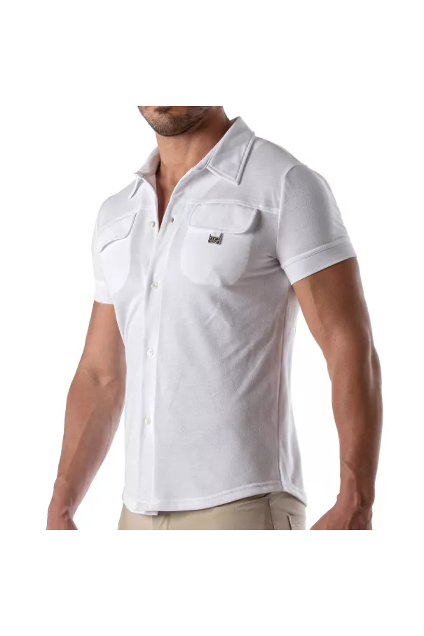 Piqué cotton shirt - White