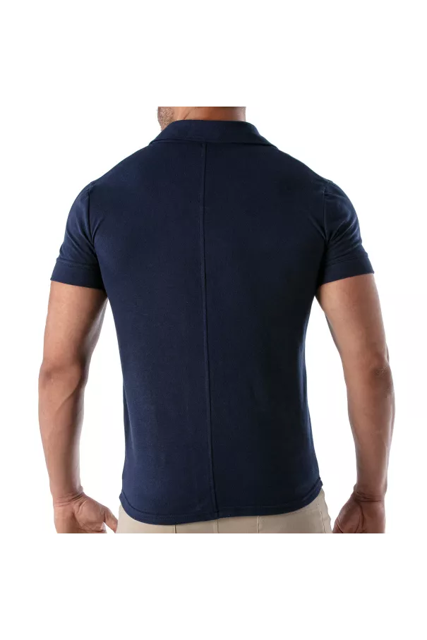 Piqué cotton shirt - Navy