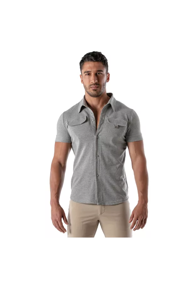 Piqué cotton shirt - Heather Grey