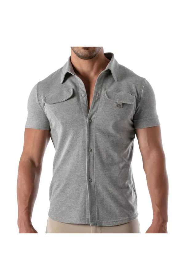 Piqué cotton shirt - Heather Grey