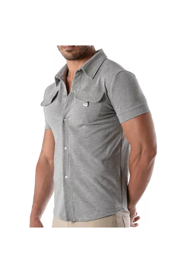 Piqué cotton shirt - Heather Grey
