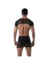 Men from back with a mesh black skirt