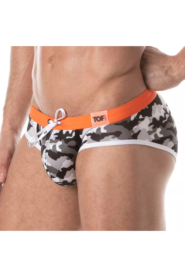 Iconic Swim Briefs - Camo Grey