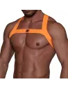 Fetish Harness Neon Orange from sideways with tof logo