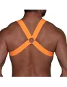 Fetish Harness Neon Orange from the back with a crossback