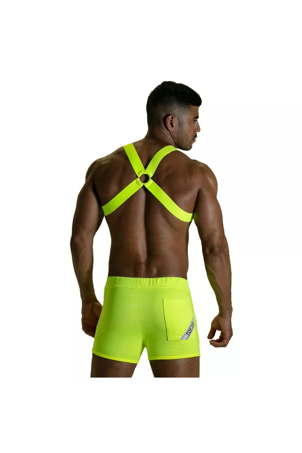 Fetish Harness - Neon Yellow - For Men - Back