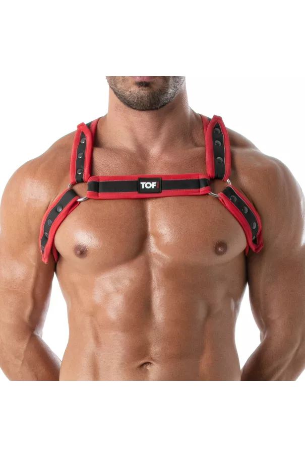 Neoprene Bulldog harness Red - For Men
