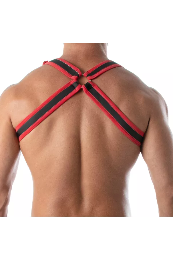 Neoprene Bulldog harness Red - Back