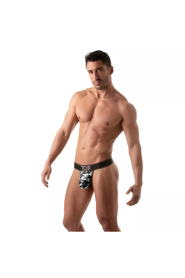 Iconic Stringless Thong- Camo Grey