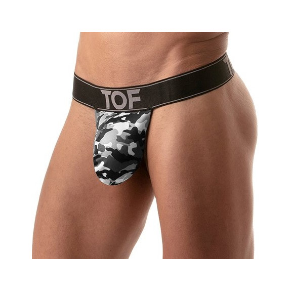 Iconic Stringless Thong- Camo Grey