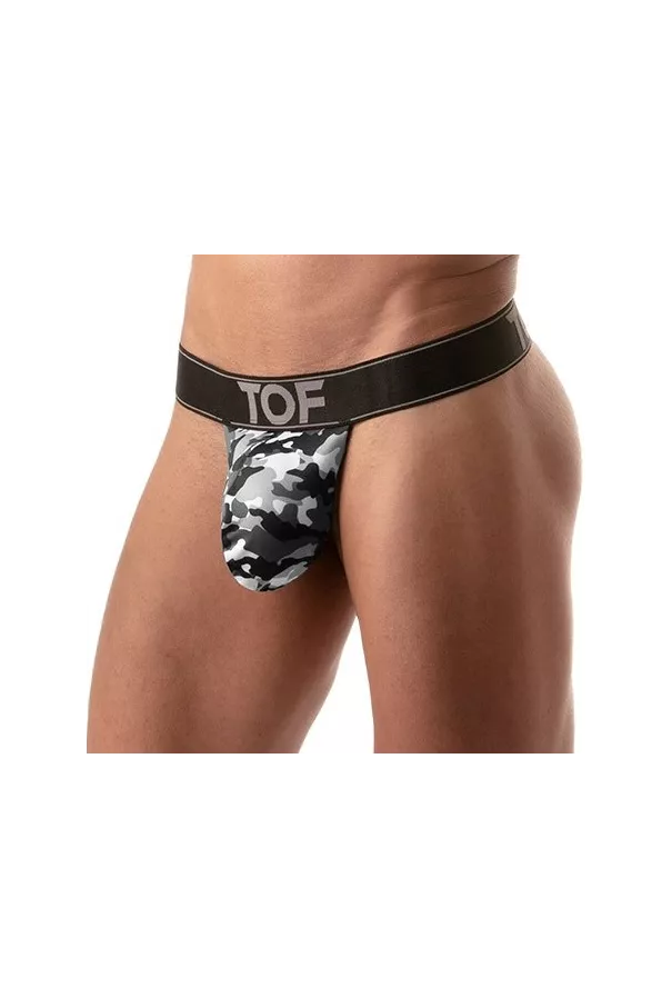 Iconic Stringless Thong- Camo Grey