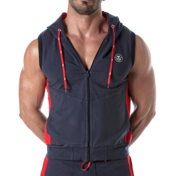 Hoodie navy blue with red