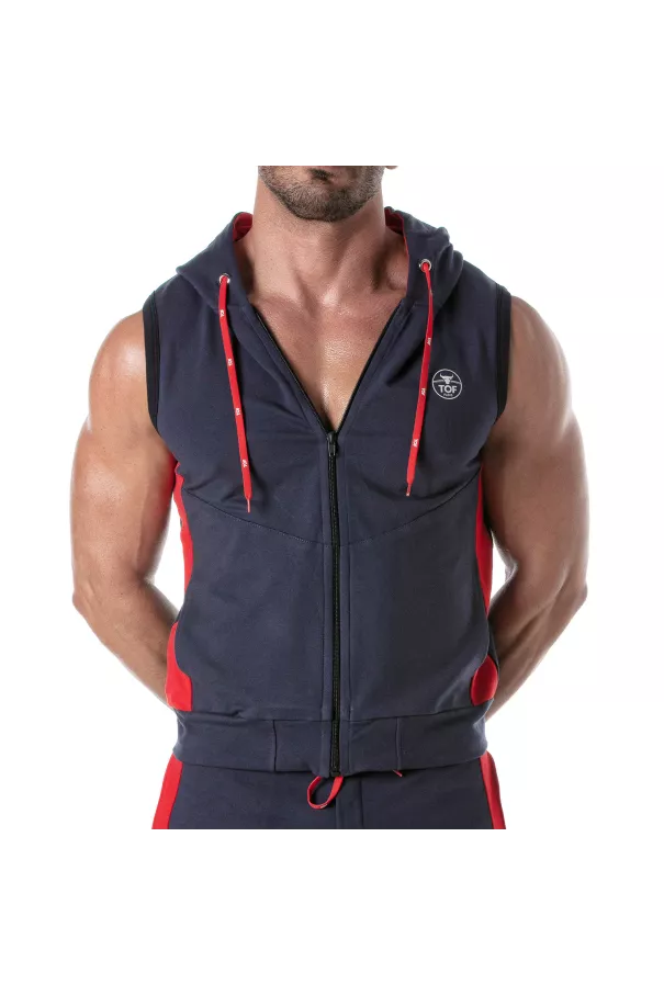 Hoodie navy blue with red