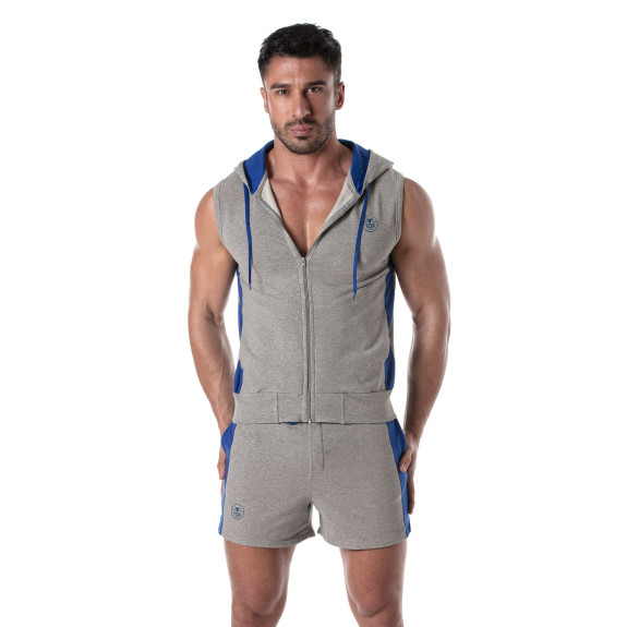 Zipped Sleeveless Hoodie Navy blue