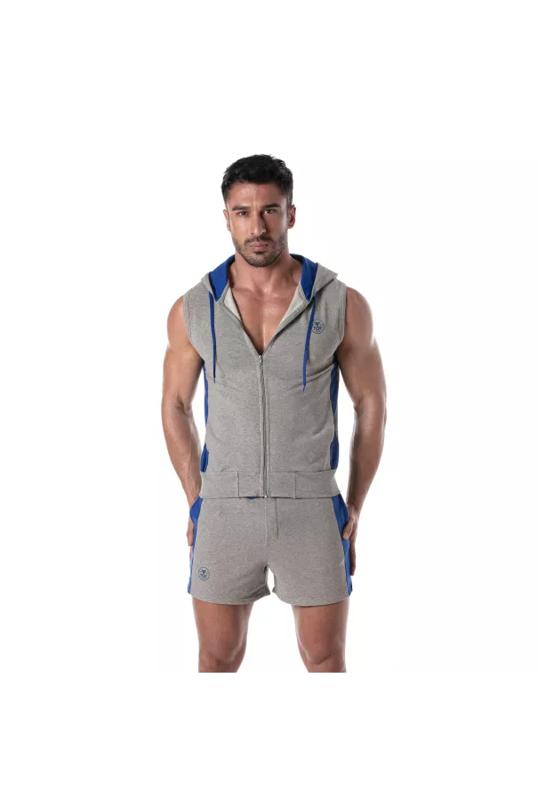 Zipped Sleeveless Hoodie Navy blue