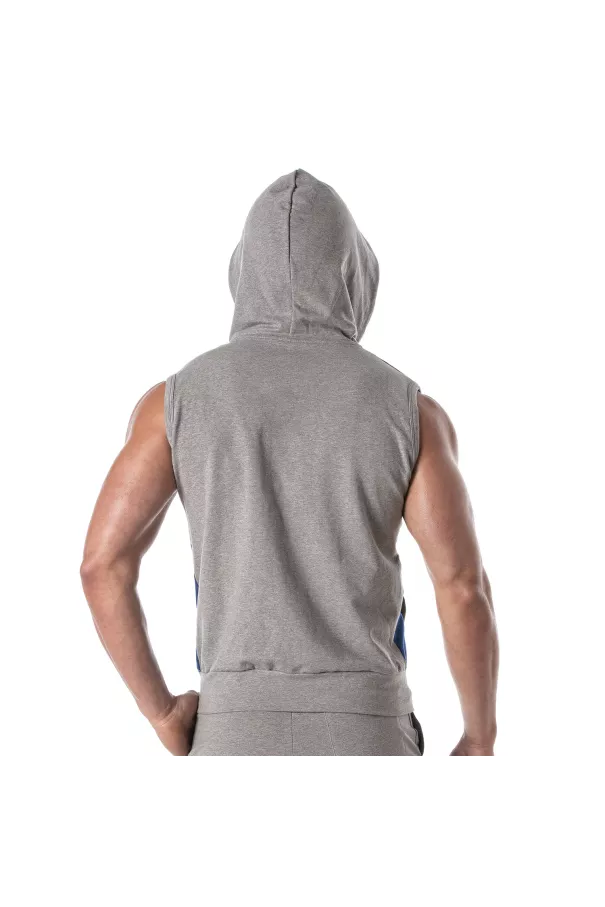 Zipped Sleeveless Hoodie Navy blue