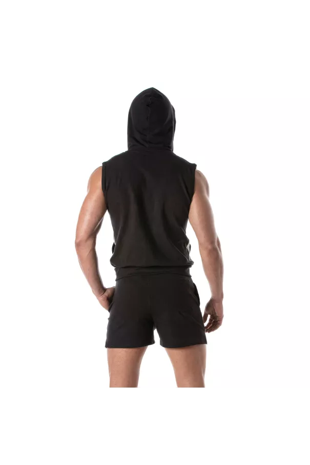 Zipped Sleeveless Hoodie Navy blue
