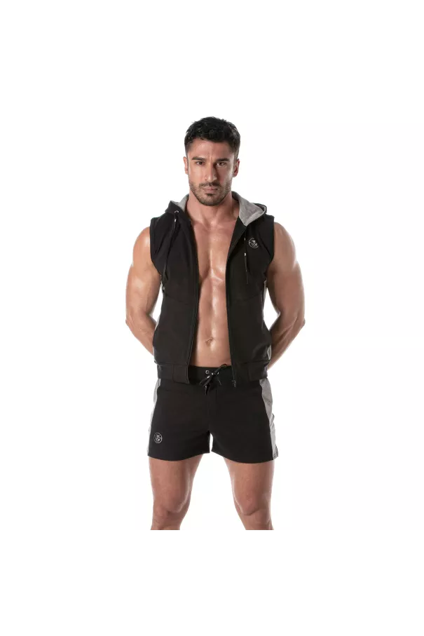 Zipped Sleeveless Hoodie Navy blue