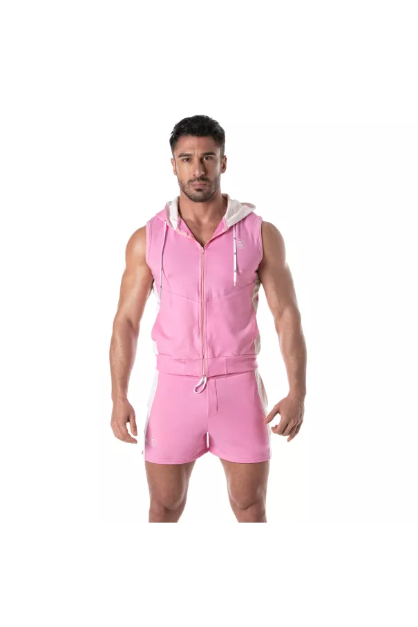 Zipped Sleeveless Hoodie For Men